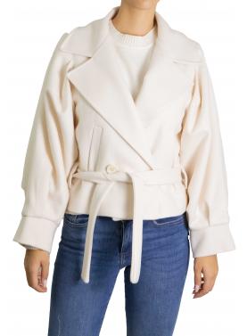 Cappottino corto con cinta e bottoni tinta unita Options